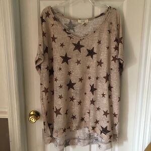 Umgee Hi Lo Sheer Top with Stars Size 1X